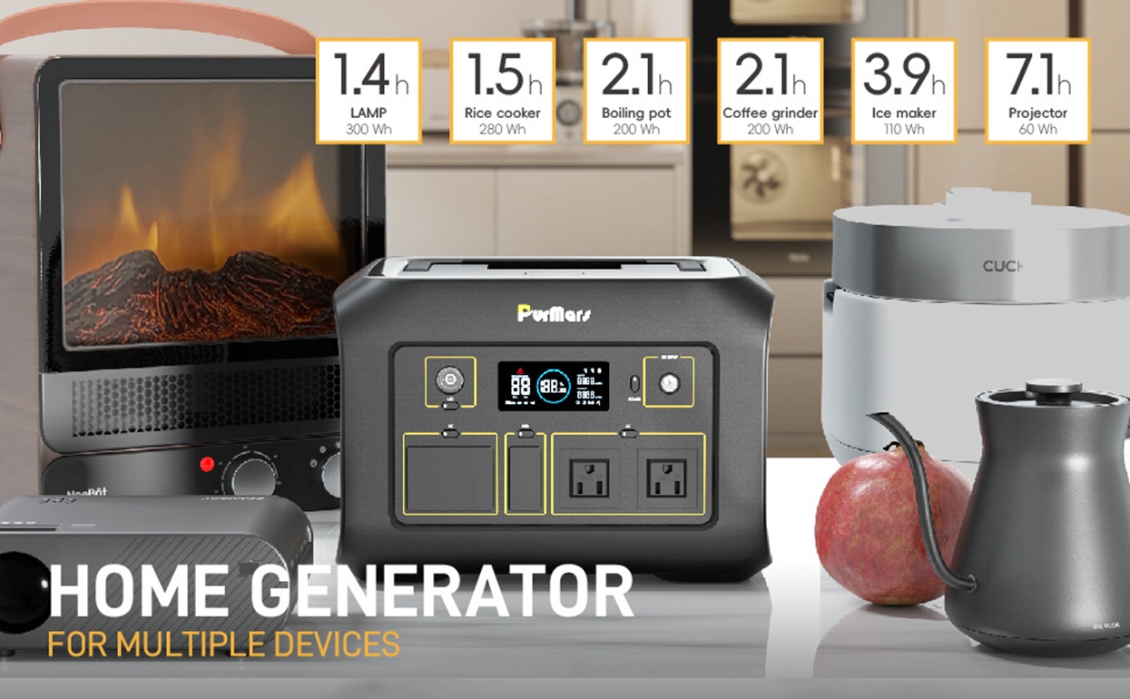 Home generator powering a lamp, rice cooker, boiling pot, and other appliances for hours