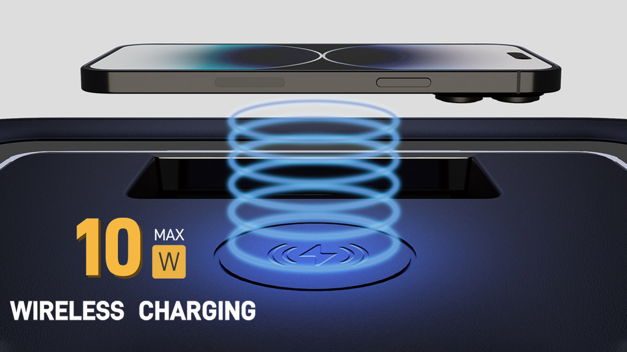 10W max wireless charging capability on portable power station