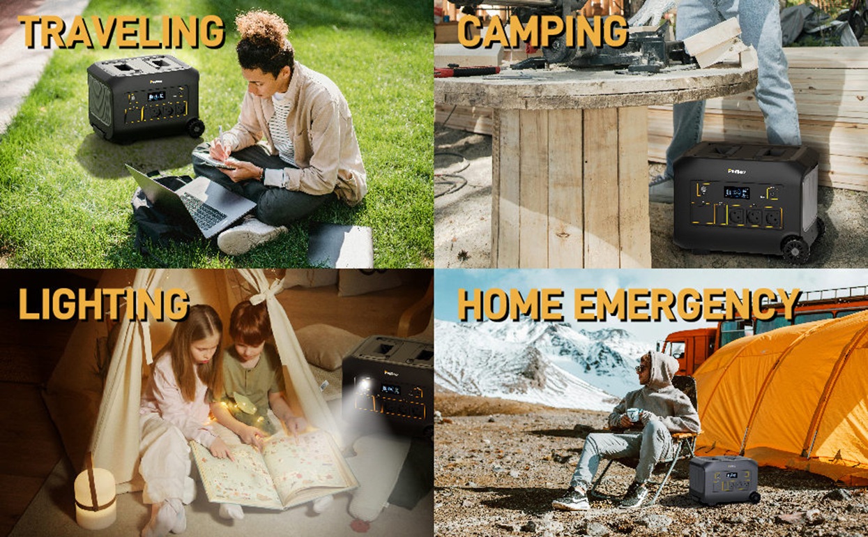 PurMars Portable Energy Storage Power Station in Four Scenarios – Traveling, Camping, Lighting, Home Emergency, Versatile Power Solution for Outdoor and Indoor Use